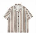 DONOTLOGO Retro Striped Mesh Shirt | Unisex Y2K Cuban Collar Top with Zigzag Print | High Street Relaxed Fit Summer Blouse