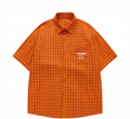 DONOTLOGO Unfailing Retro Grid Shirt | Unisex Oversized Summer Streetwear | Orange Tartan Embroidery Tee