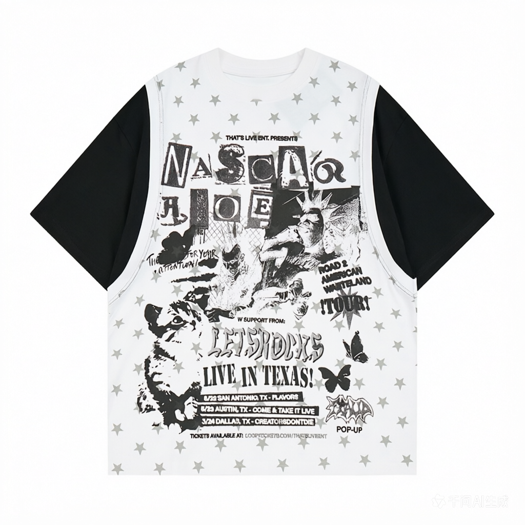 DONOTLOGO Live in Texas" Distressed Graphic Tee | Unisex Vintage Wash Star Pattern Shirt | NASCAR Joe Tour Merch Style