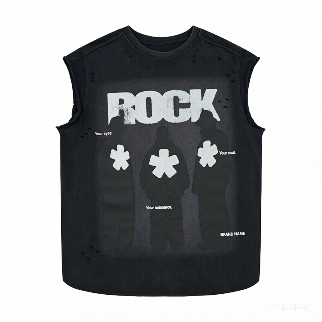 DONOTLOGO ROCK Graphic Distressed Tank Top | Washed, Oversized Sleeveless Tee for Men | Summer Must-Have