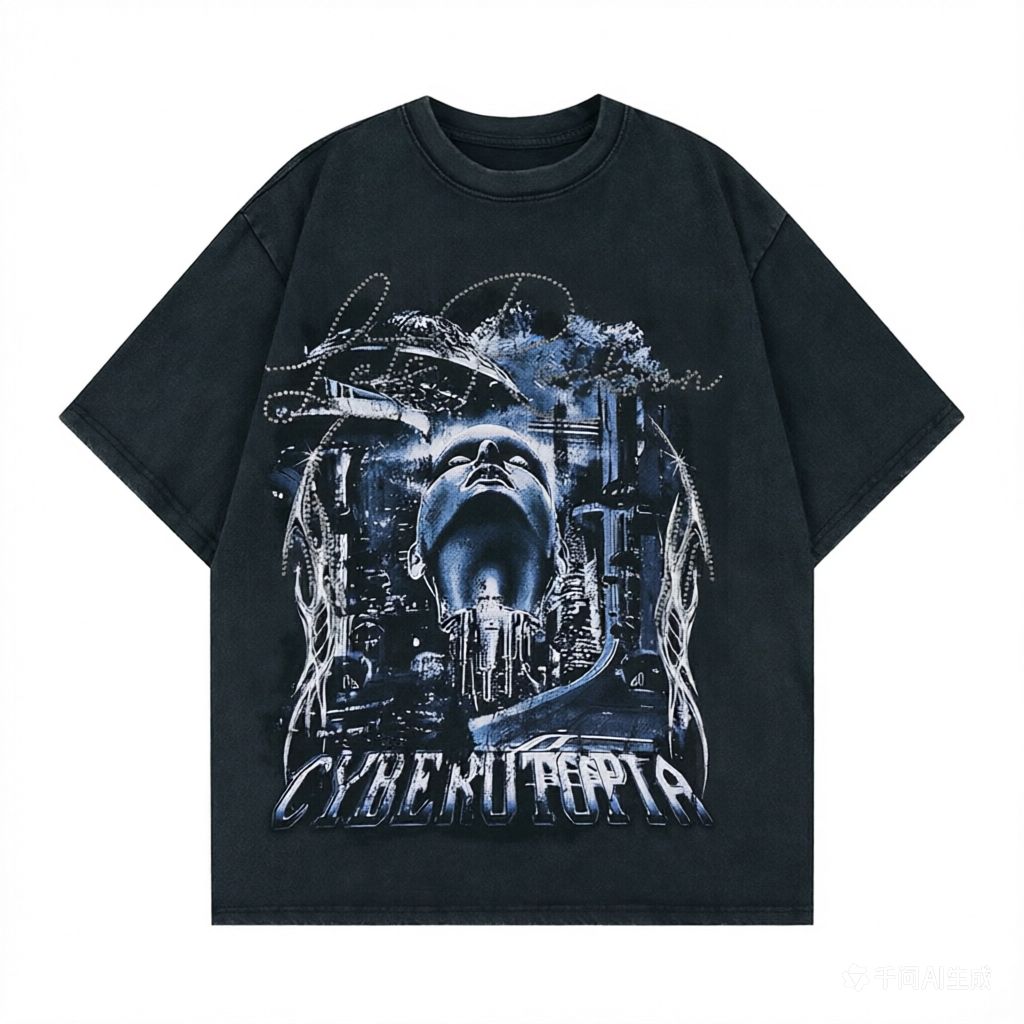 DONOTLOGO Neon Dystopia: Cyberpunk Aesthetic Oversized Tee - Heavyweight Vintage Wash Streetwear