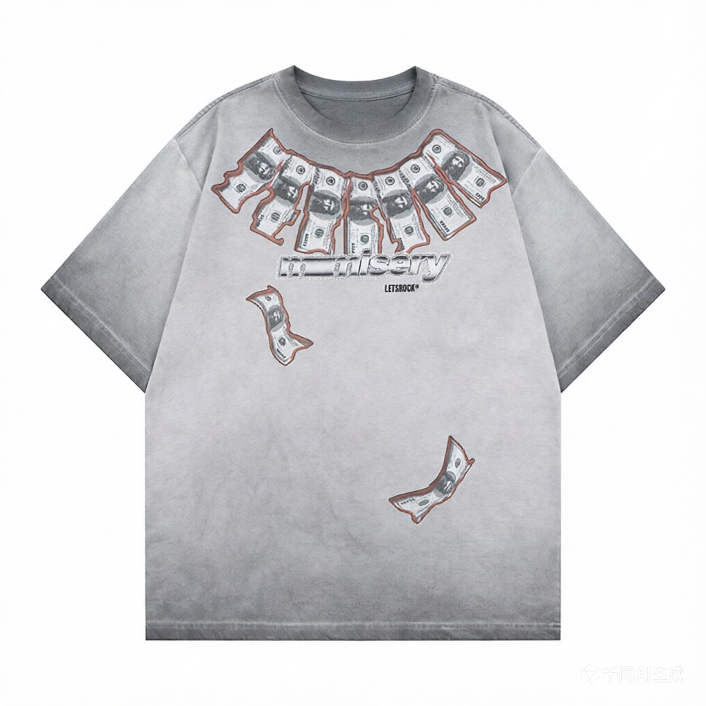 DONOTLOGO Deconstructed "MONEY" Graphic Tee - Unisex Vintage Washed Graphic T-Shirt - Edgy Streetwear Aesthetic Oversized Top