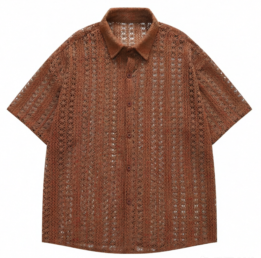 DONOTLOGO Unfailing Retro Knitwear | Unisex Oversized See-Through Lace Shirt | Boho Chic Summer Layering Piece