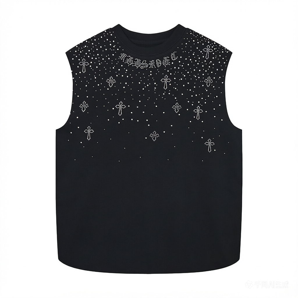 DONOTLOGO Luxury Gothic Stud Vest: Chrome Hearts Inspired Rhinestone Sleeveless T-Shirt for Men