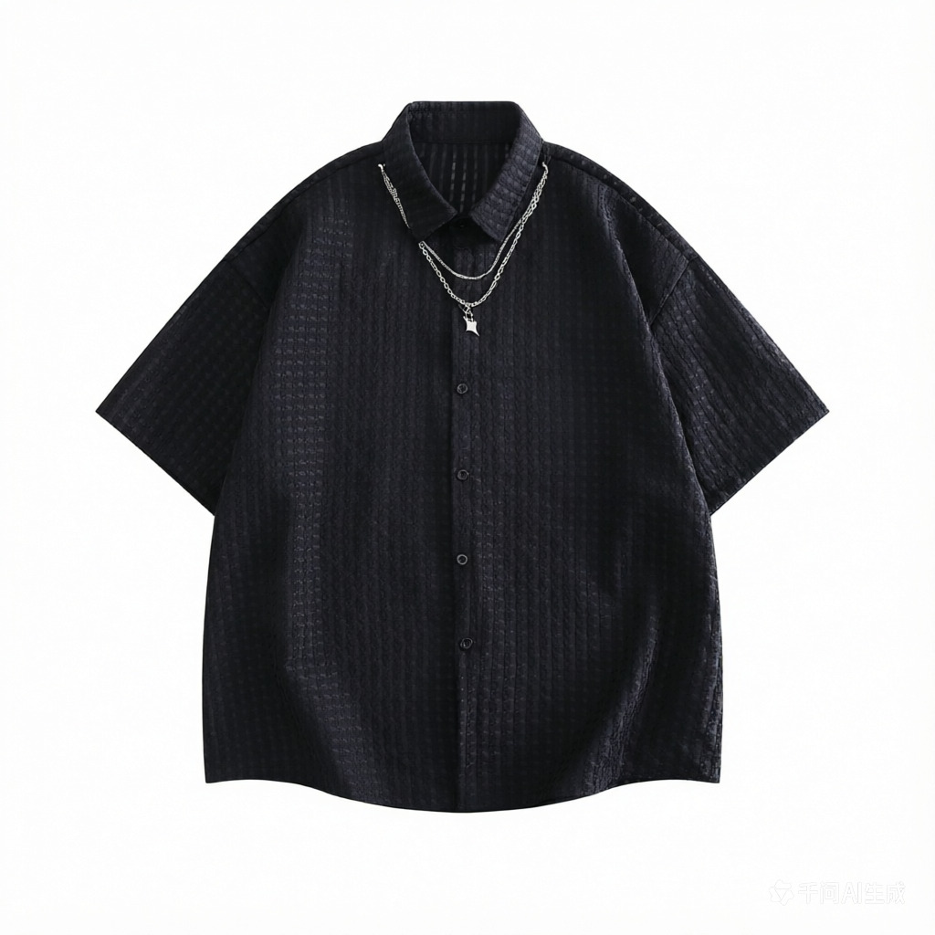 DONOTLOGO Waffle Knit Shirt | Star Embroidery, Relaxed Fit | Breathable Short Sleeve | Perfect for Summer Layering