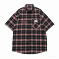 DONOTLOGO Unisex Pink Black Plaid Shirt | Embroidered Detail, Loose Fit | Casual Summer Essential
