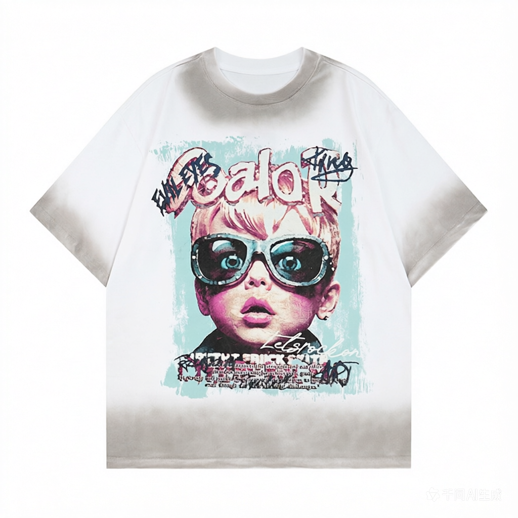 DONOTLOGO Unisex Retro Streetwear T-Shirt with Oversized Graffiti Baby Graphic