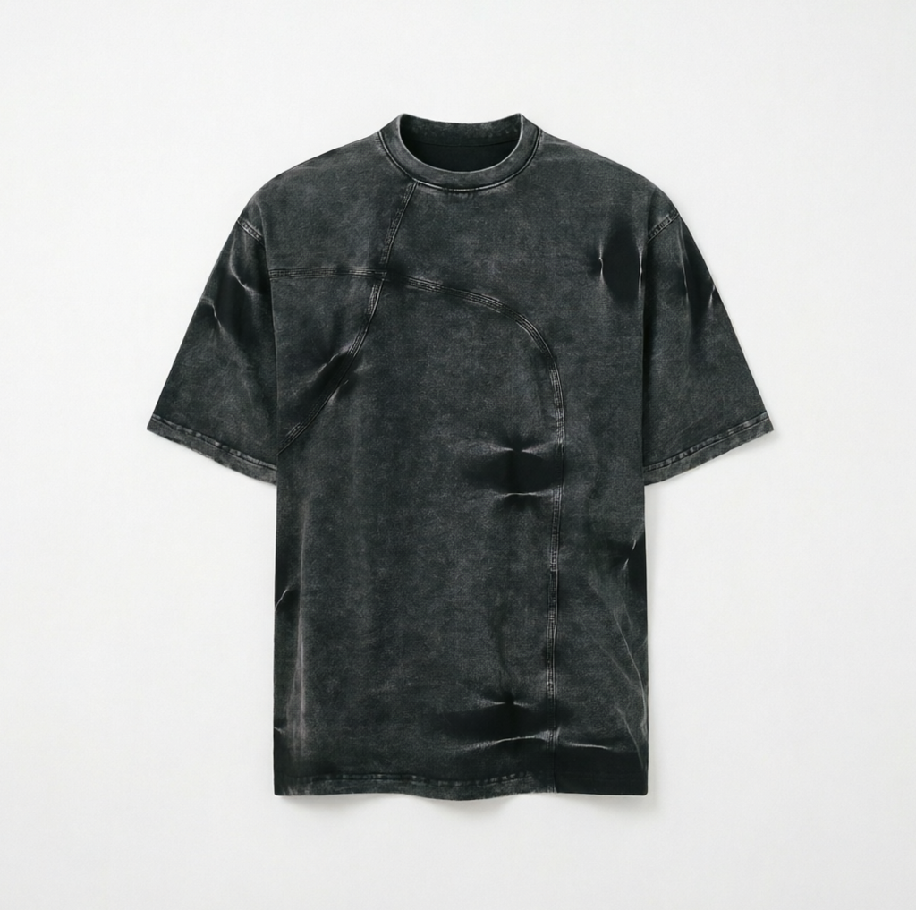 DONOTLOGO Urban Workwear Collection | Unisex Relaxed Fit Tee | Bold Panel Construction & Vintage Wash Motif with Soft Heavyweight Cotton