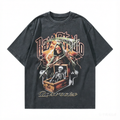 DONOTLOGO "Ray Studio" Gothic Reaper Graphic Tee - Unisex Vintage Washed Streetwear T-Shirt - Edgy Oversized Top with Skull & Lightning Aesthetic