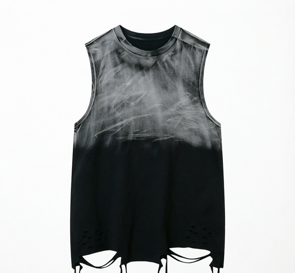 DONOTLOGO Heavy Gradient Washed Sleeveless Tank | Unisex Y2K Oversized Distressed Vest | Vintage High Street Raw Edge Top