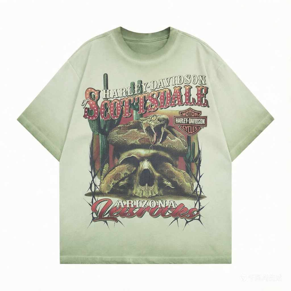 DONOTLOGO Deconstructed "Harley-Davidson Scottsdale" Graphic Tee - Unisex Vintage Washed Graphic T-Shirt - Edgy Streetwear Aesthetic Oversized Top