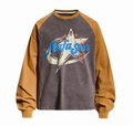 DONOTLOGO 90s Collegiate Aesthetic | Unisex Oversized Raglan Jersey | Distressed Wash with Retro Star Motif & Contrast Sleeve Design