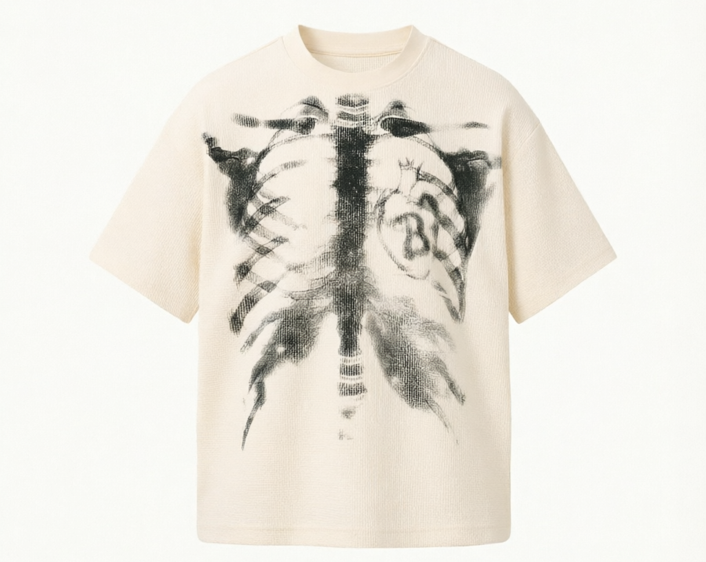 DONOTLOGO Urban Streetwear Collection | Unisex Relaxed Silhouette Tee | Bold Ribcage Motif & Soft Waffle Knit Fabric