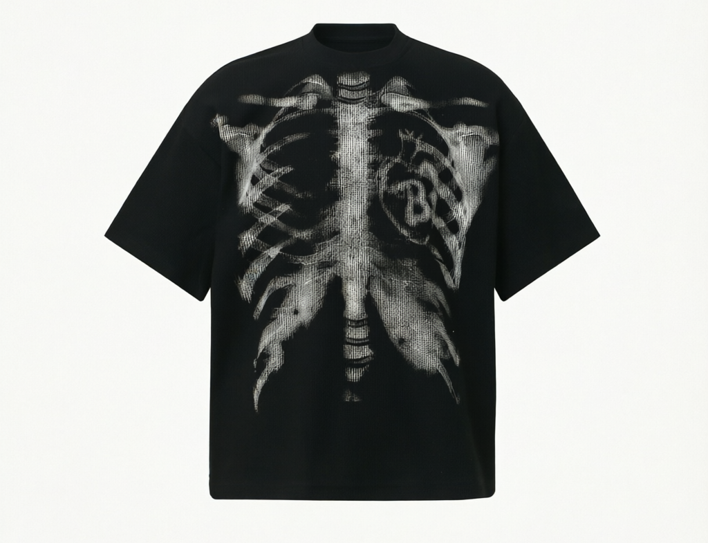 DONOTLOGO Urban Streetwear Collection | Unisex Relaxed Silhouette Tee | Bold Ribcage Motif & Soft Waffle Knit Fabric