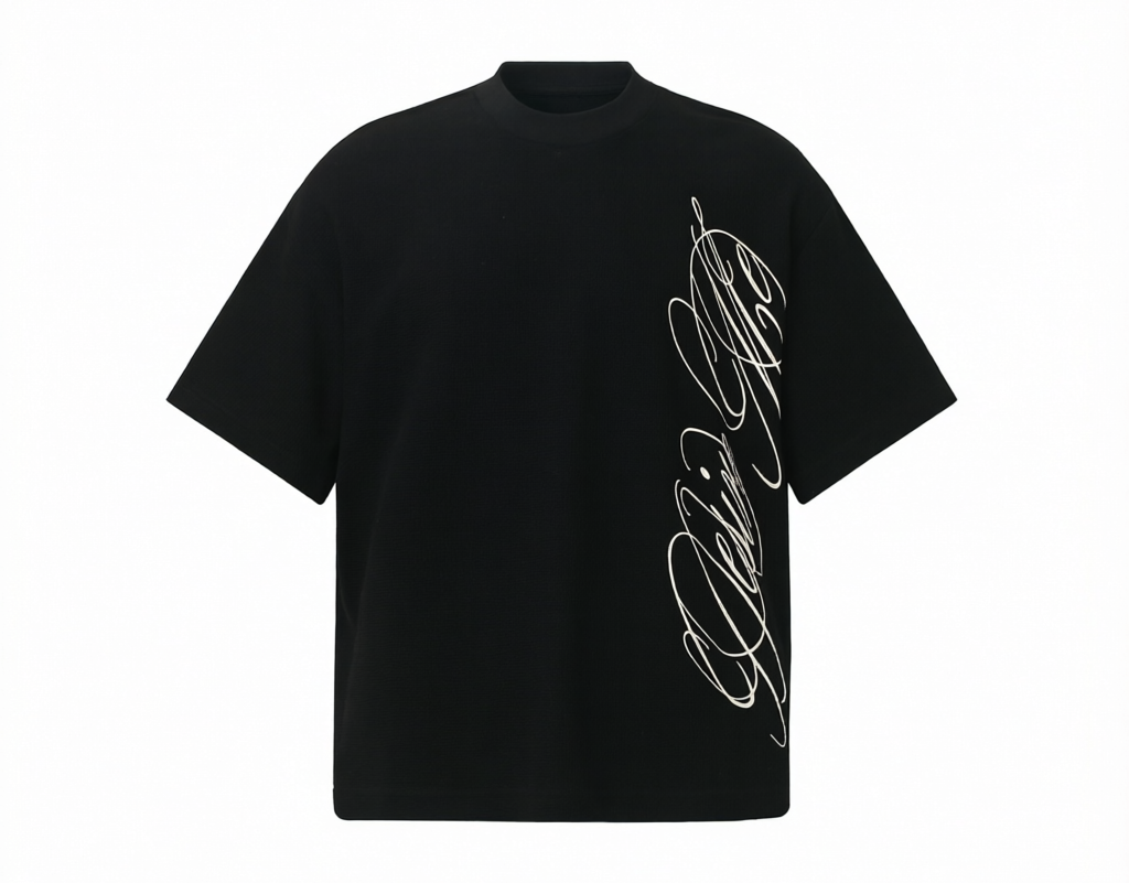 DONOTLOGO Urban Streetwear Collection | Unisex Relaxed Silhouette Tee | Bold Script Motif & Soft Waffle Knit Fabric