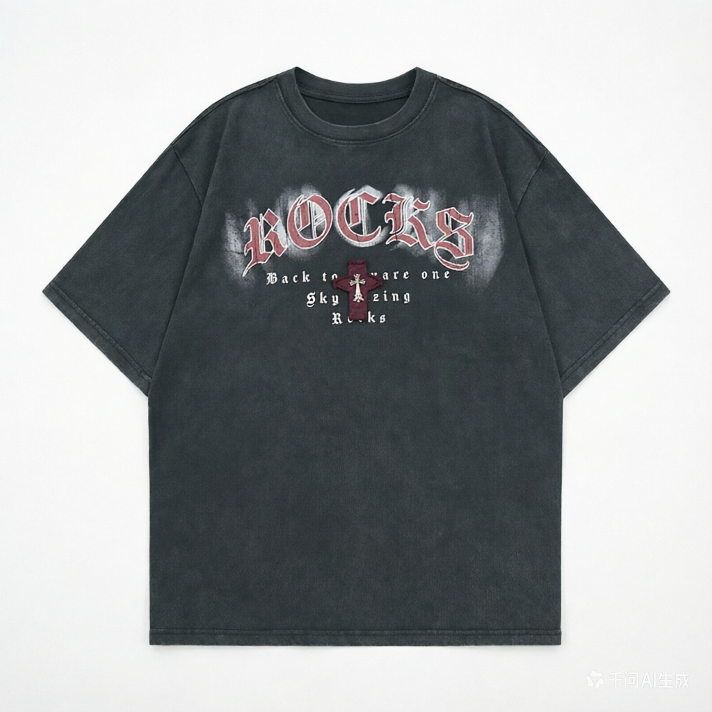 DONOTLOGO Deconstructed "ROCKS" Graphic Tee - Unisex Vintage Washed Graphic T-Shirt - Edgy Streetwear Aesthetic Oversized Top