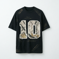 DONOTLOGO Urban Grunge Collection | Unisex Relaxed Fit Tee | Bold Camo '10' Appliqué & Paint Smear Motif with Soft Cotton Fabric