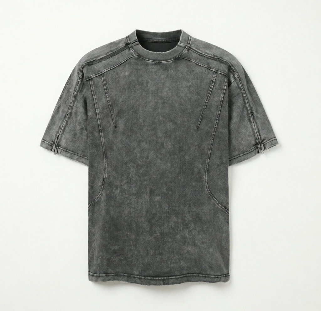 DONOTLOGO Urban Workwear Collection | Unisex Relaxed Fit Tee | Bold Panel Construction & Vintage Wash Motif with Soft Heavyweight Cotton