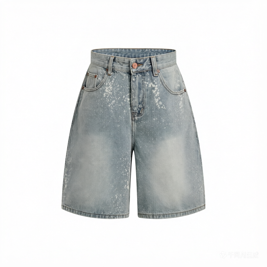 DONOTLOGO Distressed Paint Splash Denim Shorts - Retro High Waisted Loose Fit Jean Shorts - Unisex Y2K Streetwear Bermuda Trousers