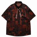DONOTLOGO Urban Nomad Collection | Unisex Oversized Graphic Camp Collar Shirt | Retro Ethnic Block Print Summer Top