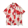 DONOTLOGO Unisex Red Coconut Print Cuban Shirt | Retro Vacation Style | Loose Fit Summer Must-Have
