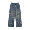 Vintage Washed Zippered Jeans